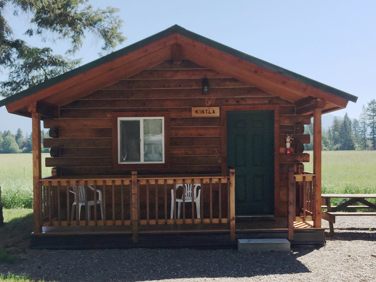 Outside Kintla cabin.